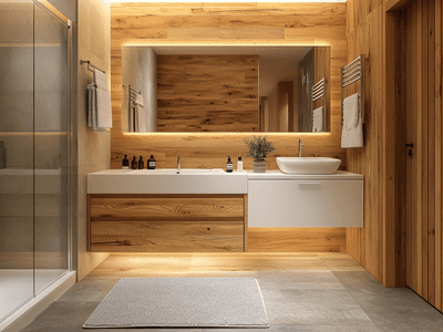 Bagno con elementi in legno: Naturalità e benessere